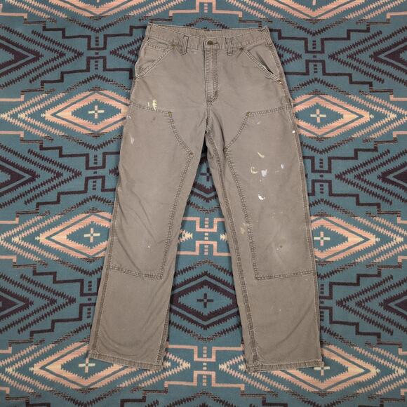 Carhartt Other - Vintage Carhartt Double Knee Pants Dungaree Fit 30x29 B195 LBR Distressed Paint